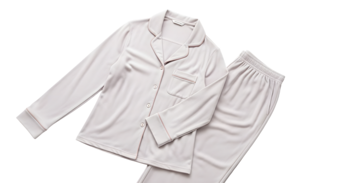 Classic white pajama set isolated on transparent background