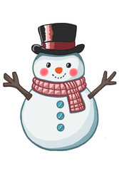 Cute snowman illustration with winter top hat