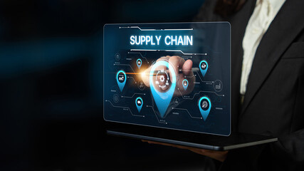 Supply chain processes with data-driven logistics, transportation, and distribution. enhances operations. Supply chain improves efficiency. Supply chain integrates logistics and delivery. Spline