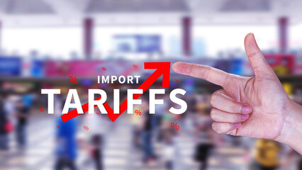 Fototapeta premium Import tariffs increase concept, Government import tax to boost economy, Industrial growth tax, Trade import tax increase, Trade war policy for development