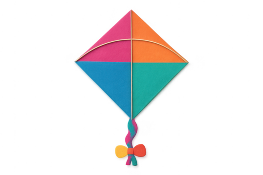 Colorful handmade paper kite with transparent background - Powered by Adobe