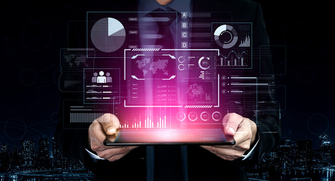 A comprehensive business intelligence dashboard for data analysis. The interface displays global metrics, team performance charts, and financial reports for strategic planning. Fermion