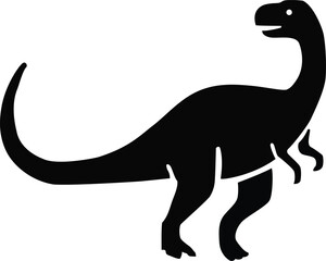 Running Dinosaur Silhouette – Small Jurassic Reptile Vector Icon