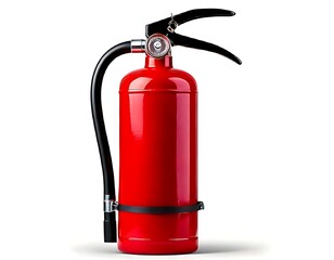 Obraz premium An essential item of safety gear, a bright red fire extinguisher, sits conspicuously erect against a clear