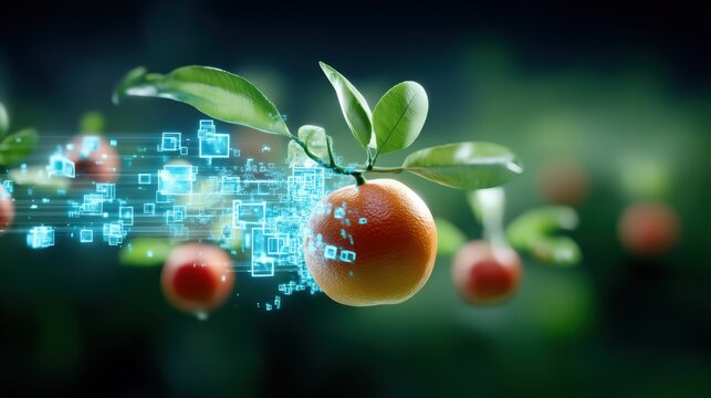 Digital transformation of agriculture enhancing citrus growth through technology orchard visual representation green environment close-up viewpoint innovation - Powered by Adobe