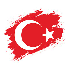 Grunge Turkish Flag Illustration, Expressive Red and White Crescent-Star Vector for Modern Designs
