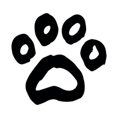 Hand drawn cute cat's paw Cat, dog, animal footprint in doodle style Single element for print, web, design, decor, greeting cards, children's prints