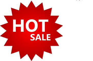 A bright red starburst sticker with the words 'Hot Sale' in white, used for promotions and advertising.