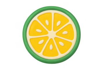 Clay modeling lemon fruit slice on transparent background