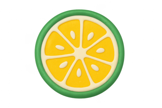 Clay modeling lemon fruit slice on transparent background