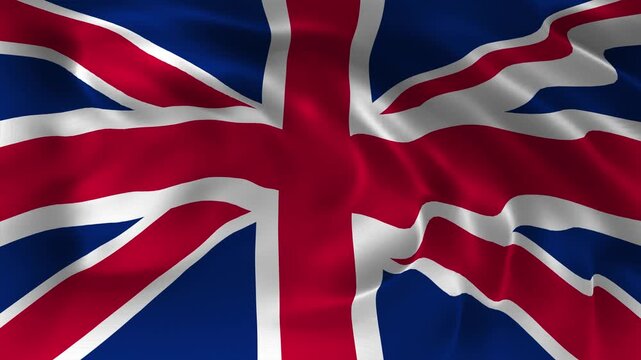 Realistic UK flag waving in a seamless loop with detailed fabric texture perfect for UK National Day, patriotic events, government celebrations, cultural projects, and 4K visual presentations
