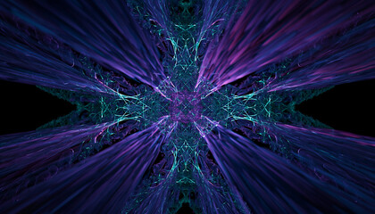 Conceptual Abstract Visualization of a Hub less Fractal Network with Purple Light