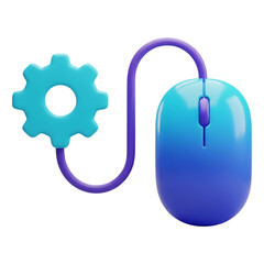 Digital settings and mouse control interface 3d render icon isolated on transparent background