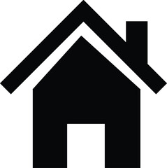 Black house icon with chimney