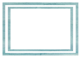 Blue watercolor frame with clipping path. Photo paper frame on transparent background. 