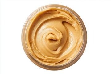 Creamy Peanut Butter Jar Overhead Closeup