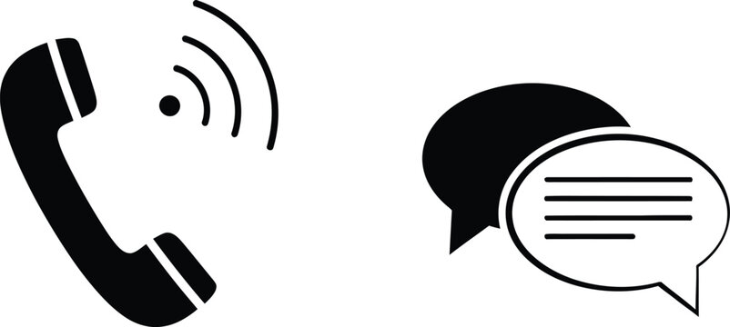 Phone call and chat bubble icons for communication and support services