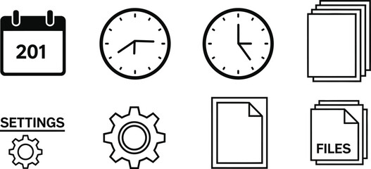 Simple black and white icon set for business and productivity applications