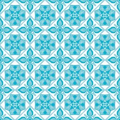Seamless fabric pattern, Bohemian, light blue, white, floral, geometric, antique, native american, cloth, background 