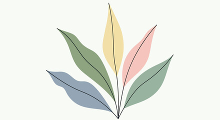 Colorful pastel leaves illustration