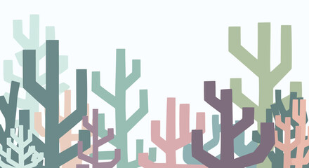 Abstract pastel colored stylized trees or coral shapes