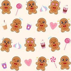 Gingerbread Man Emoji Pattern