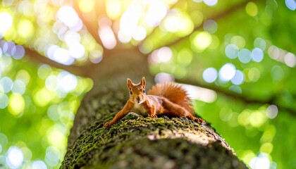 Squirrel Climbing the Tree Trunk