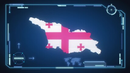 Futuristic Digital Georgia map HUD animation, global network cyber technology, government, Country Map, Politics, Travel, News, and Sports Events - Powered by Adobe