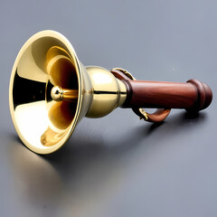 Brass handbell with polished wooden handle  