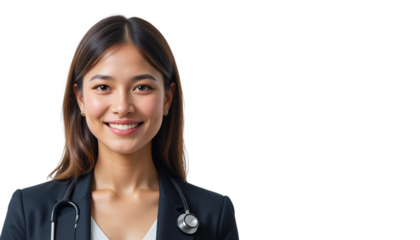Smiling Asian Female Medical Professional with Stethoscope