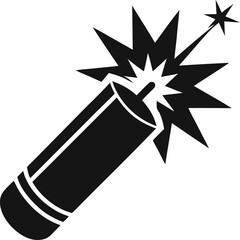 Party popper silhouette with confetti, black solid icon, Vector black silhouette icon, white background
