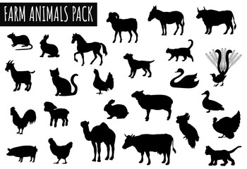 Farm Animal Silhouette Pack: A collection of various farm animals in silhouette form, offering a diverse array for creative projects and design needs.