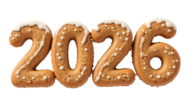 Festive gingerbread 2026 with sweet white icing decoration