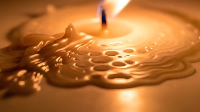 Melted Candle: Warm Glow and Wax Texture
