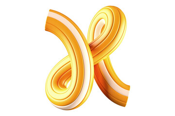 3D intertwined letter X in yellow and white. High quality 3D rendering of a unique typography asset.