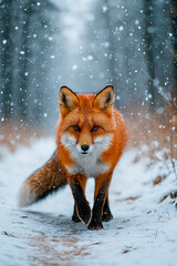 Obraz premium red fox in the winter forest