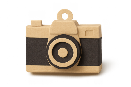 Crafting analog film camera icon with paper texture