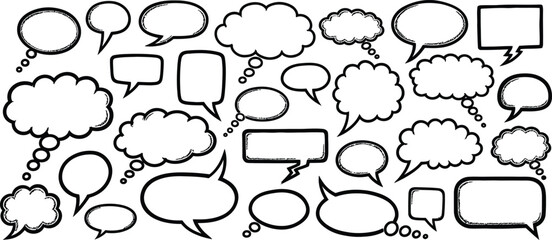 Fototapeta premium Hand drawn speech bubbles and thought bubbles collection