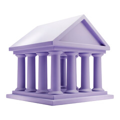 Fototapeta premium 3d icon of a purple classical building with columns isolated on transparent background