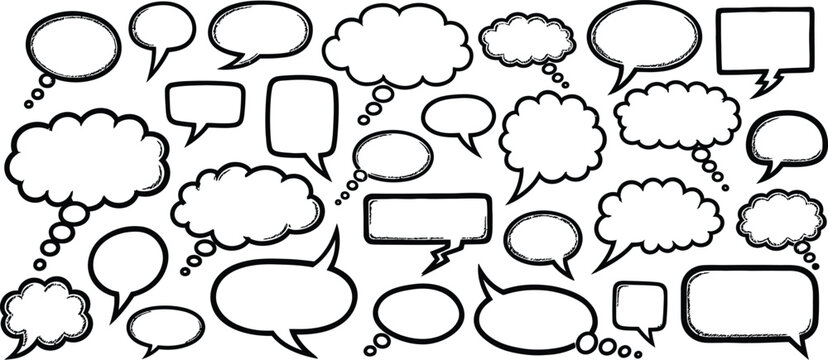 Hand drawn speech bubbles and thought bubbles collection