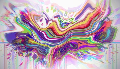 abstract colorful glitch art on white background creating distorted visual effect