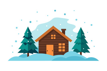 Naklejka premium Winter cabin in the snow