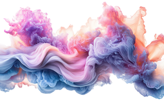 Gentle pastel watercolor cloud splashes with soft textures perfect for creative and decorative designs isolated on transparent background PNG