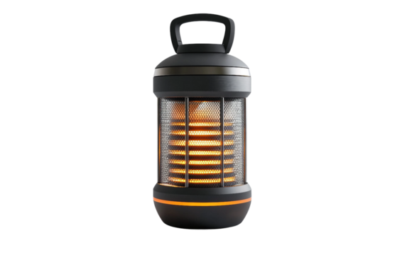 Portable solar bug zapper lantern featuring a mesh frame perfect for camping and backyard use isolated on transparent background PNG