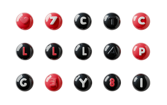 Set of speech bubble icons featuring various letters perfect for modern UI, social media, and graphic design isolated on transparent background PNG