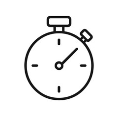 Fine line stopwatch icon symbolizing time management, ideal for project scheduling, productivity optimization and business deadline tracking visuals