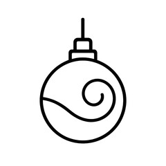 Christmas ornament icon in fine line style, elegant vector design for seasonal decoration, ideal for festive interfaces, holiday branding and winter visuals