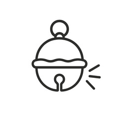 Fine line bell icon symbolizing festive sound and Christmas celebration, ideal for seasonal graphics, winter alerts and holiday decoration visuals