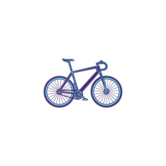 Fototapeta premium Modern Stylish Bicycle Illustration with Purple and Blue Outlines on White