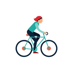 Fototapeta premium Vector Illustration of Cyclist in Casual Wear Riding Bicycle Outdoors
